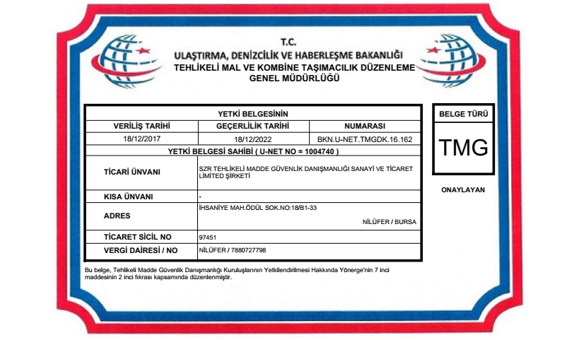 SZR Danışmanlık, ADR nedir, Tehlikeli Madde Güvenlik Danışmanlığı, TMGDK, Bursa, TMGD, İstanbul, İzmir, Eskişehir, Kütahya